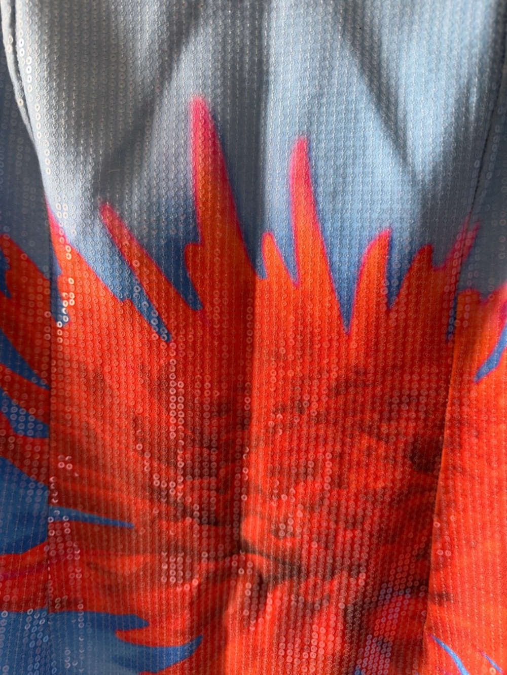 Blue sequin mini with orange flower - Picture 2 of 5